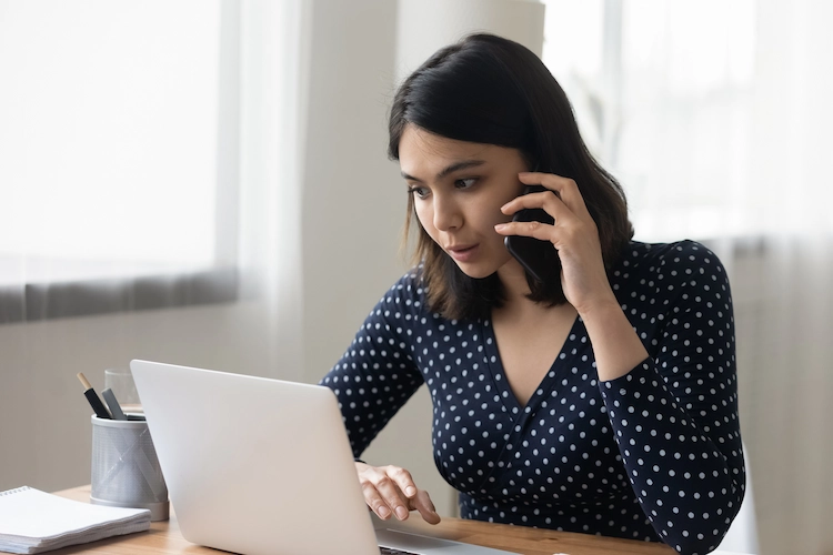 A woman on the phone