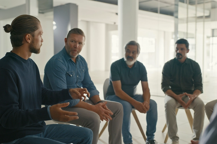 people talking in a group for addiction recovery