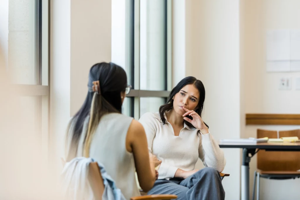 What Does Ketamine Addiction Look Like? An image of a young woman accessing professional support.